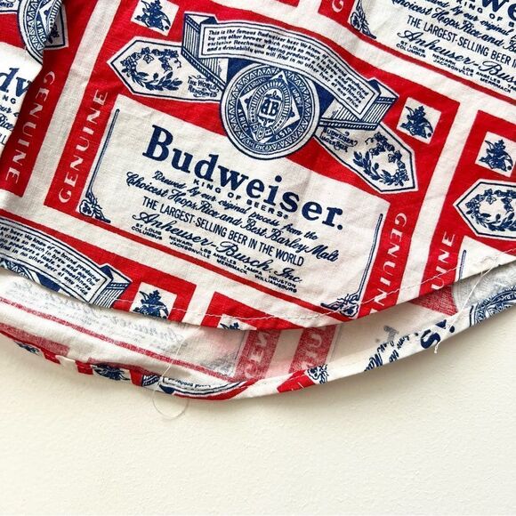 Vintage 60s 70s Budweiser Beer Label Line Union AOP Pop Art Polo Shirt Hawaiian. - Picture 9 of 12